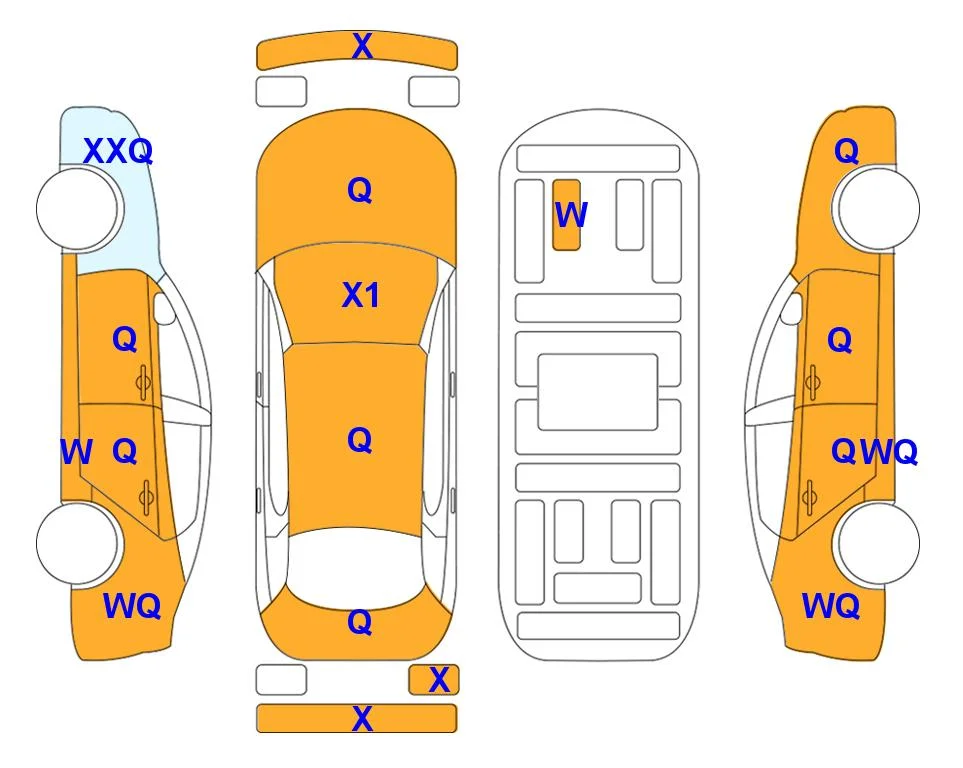 Схема кузова с отметками аукциона Lotte Auto Auction