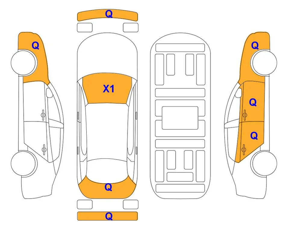 Схема кузова с отметками аукциона Lotte Auto Auction