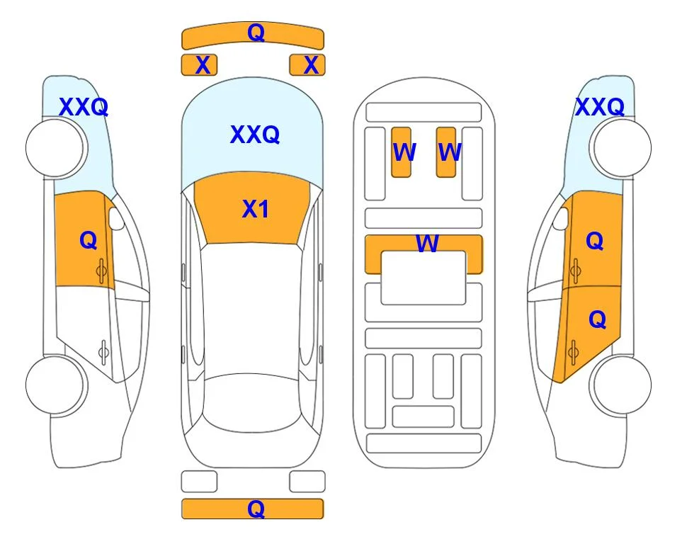 Схема кузова с отметками аукциона Lotte Auto Auction