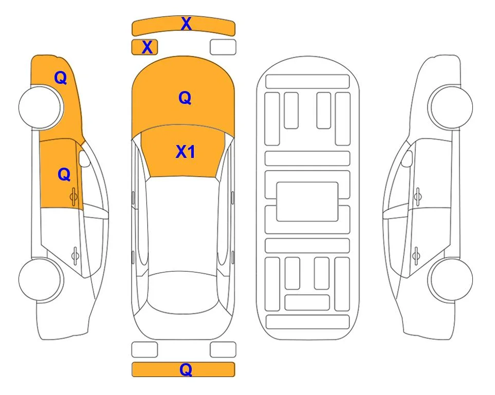 Схема кузова с отметками аукциона Lotte Auto Auction