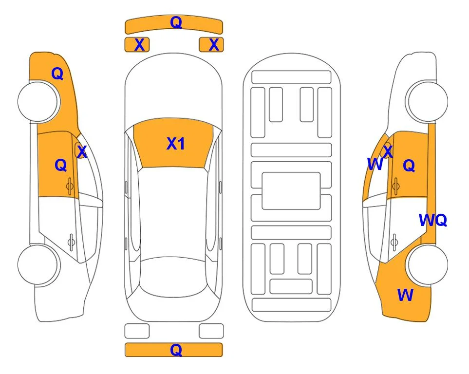Схема кузова с отметками аукциона Lotte Auto Auction