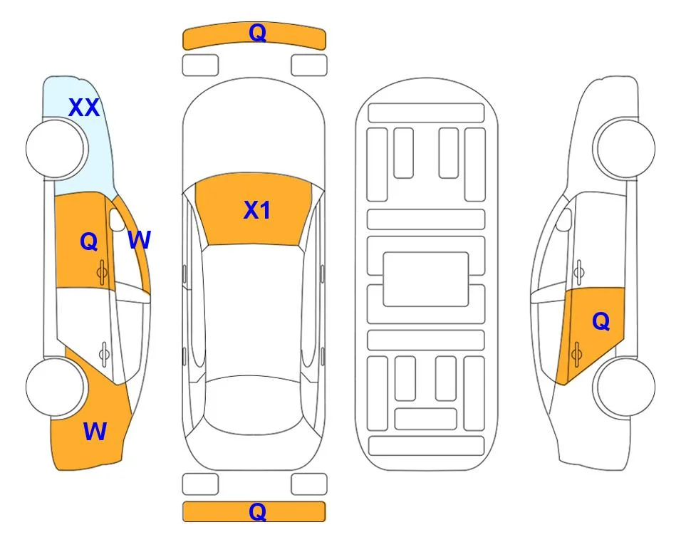 Схема кузова с отметками аукциона Lotte Auto Auction