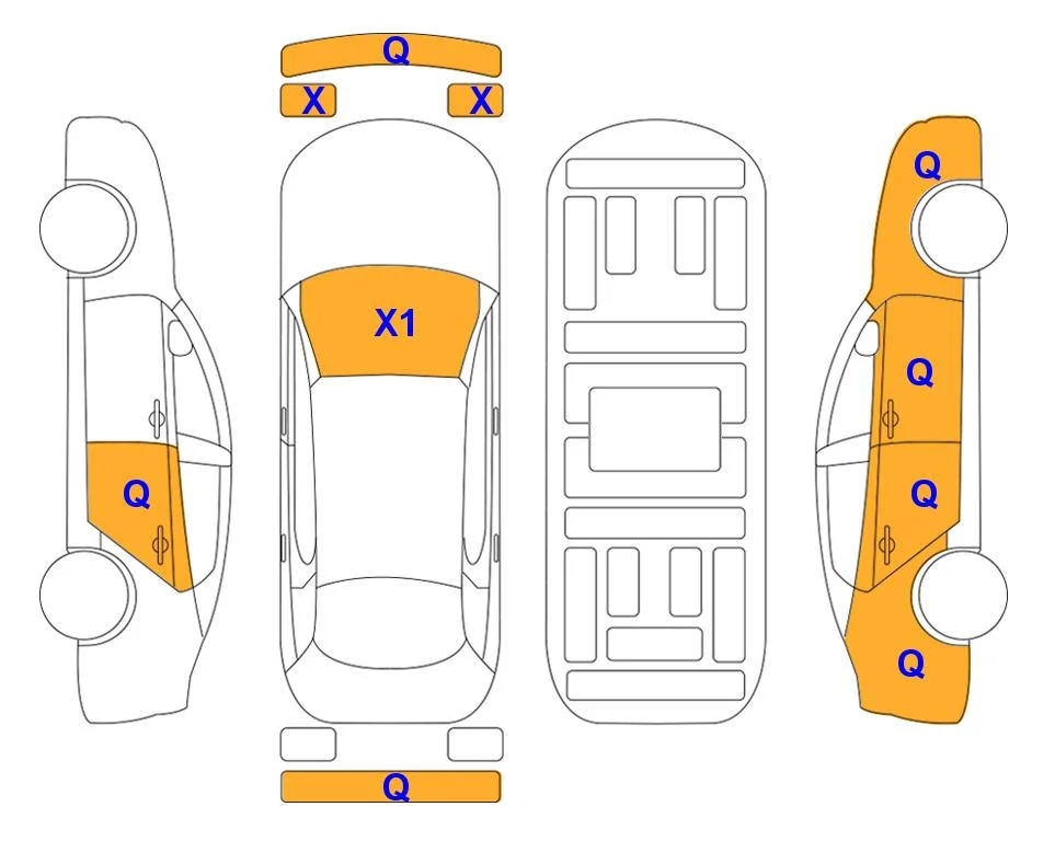 Схема кузова с отметками аукциона Lotte Auto Auction