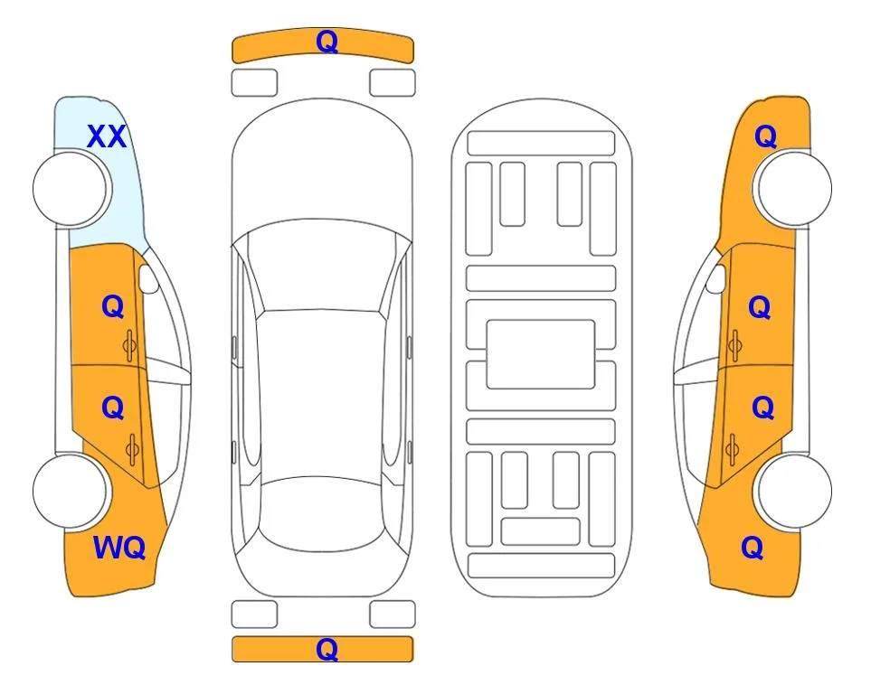 Схема кузова с отметками аукциона Lotte Auto Auction