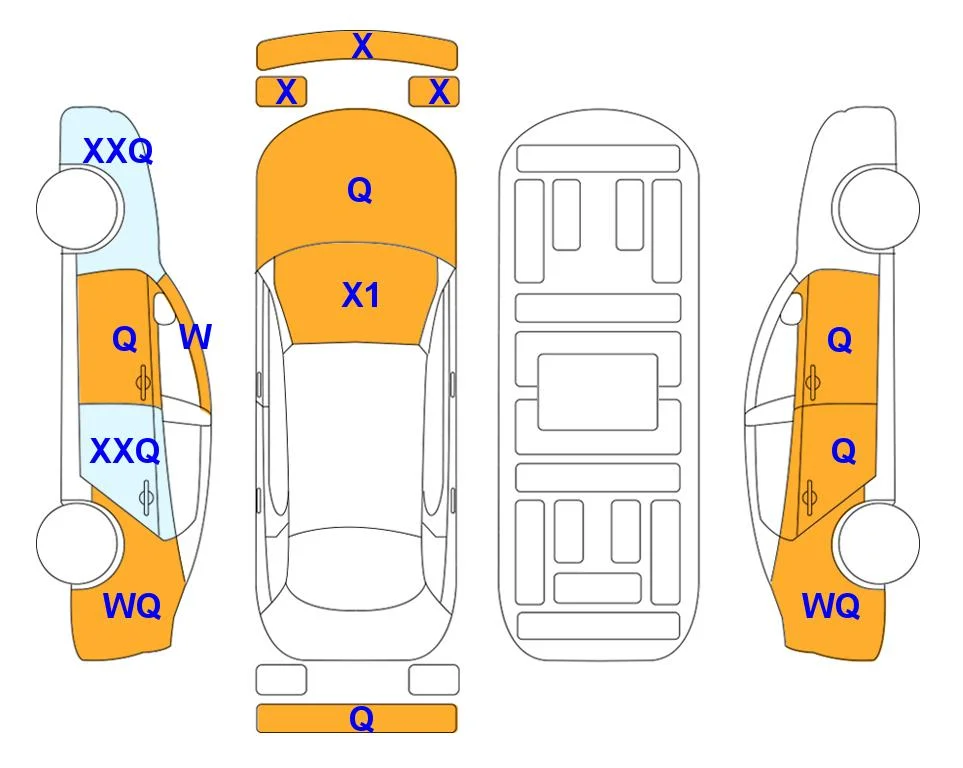 Body diagram with the marks of Lotte Auto Auction