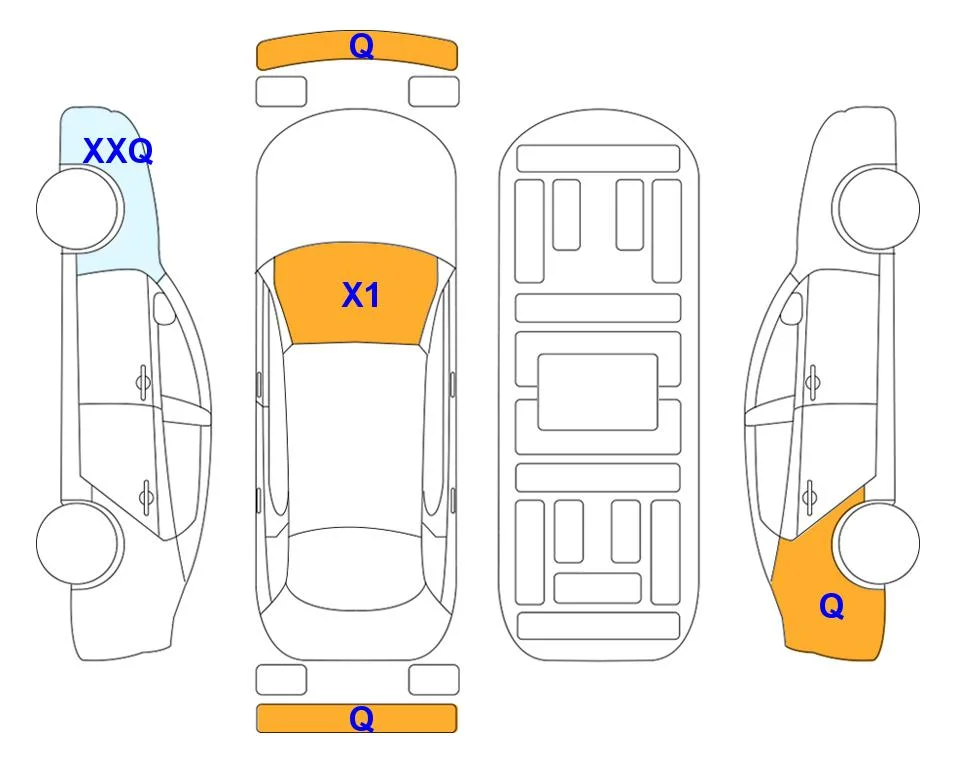 Схема кузова с отметками аукциона Lotte Auto Auction