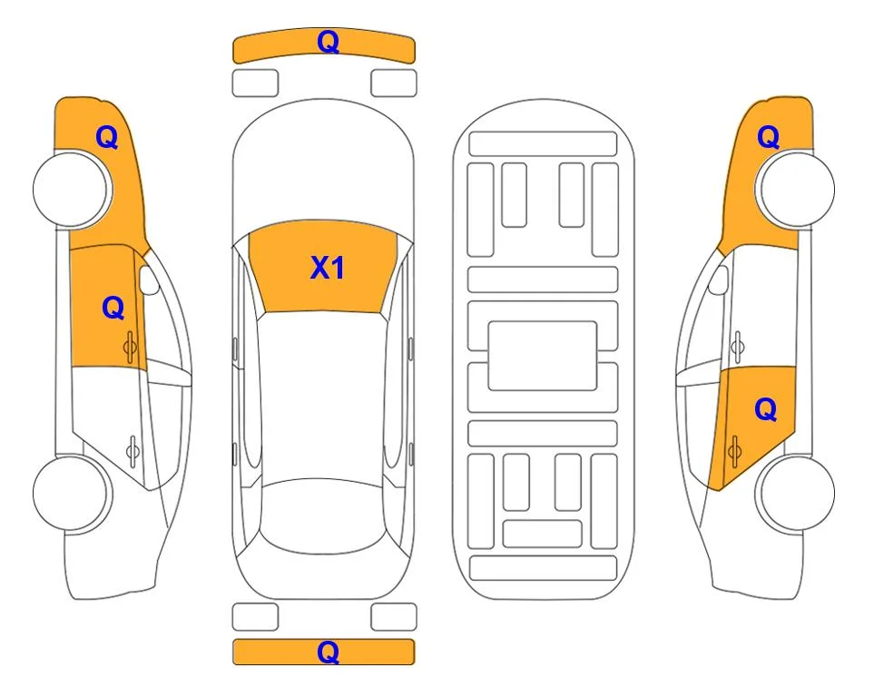 Схема кузова с отметками аукциона Lotte Auto Auction