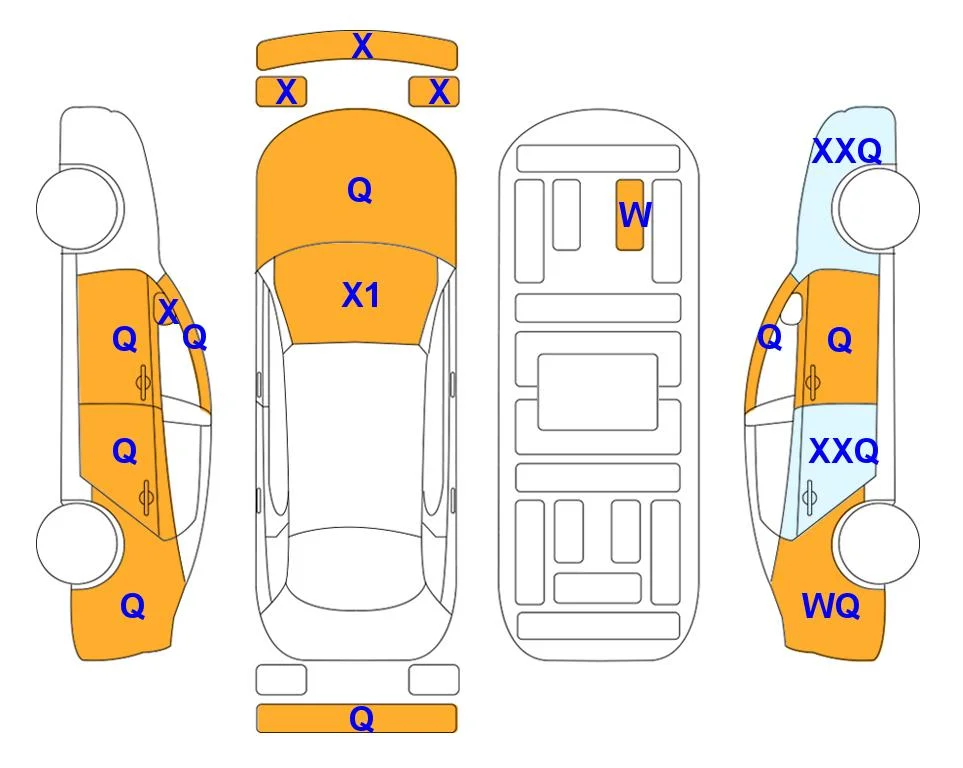 Схема кузова с отметками аукциона Lotte Auto Auction