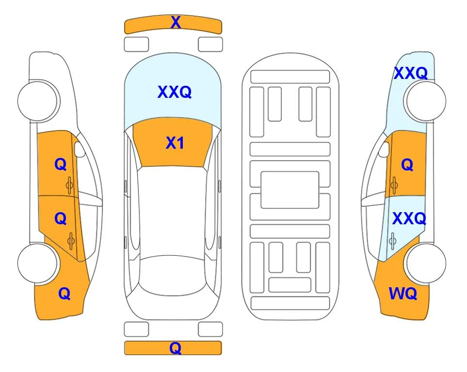 Схема кузова с отметками аукциона Lotte Auto Auction