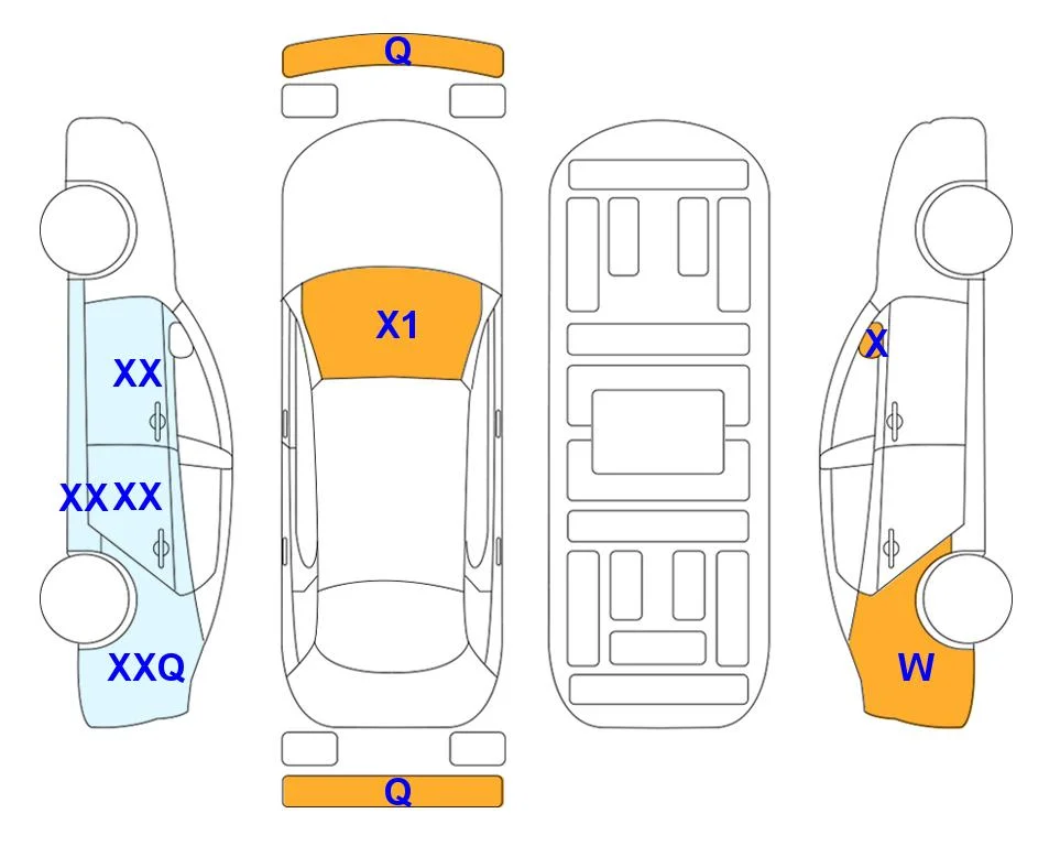 Схема кузова с отметками аукциона Lotte Auto Auction