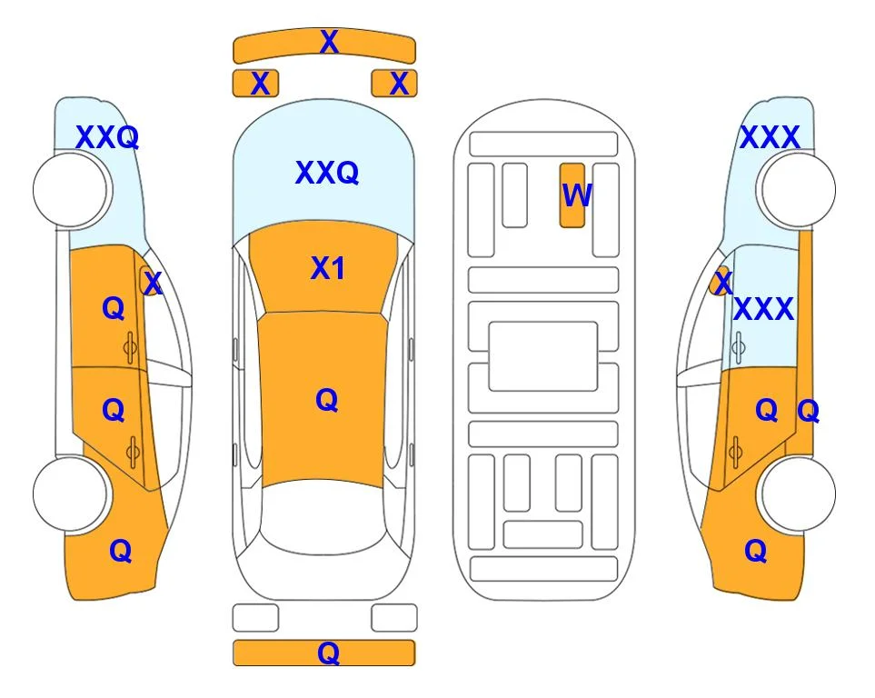 Схема кузова с отметками аукциона Lotte Auto Auction