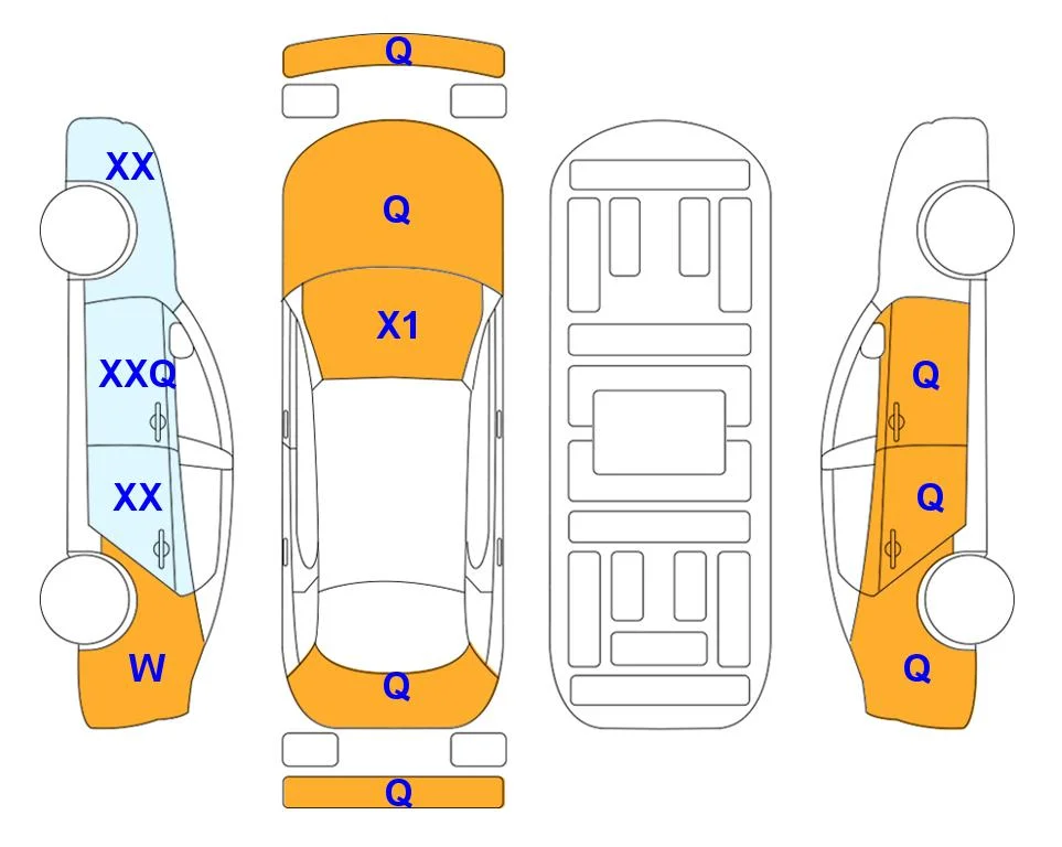 Схема кузова с отметками аукциона Lotte Auto Auction