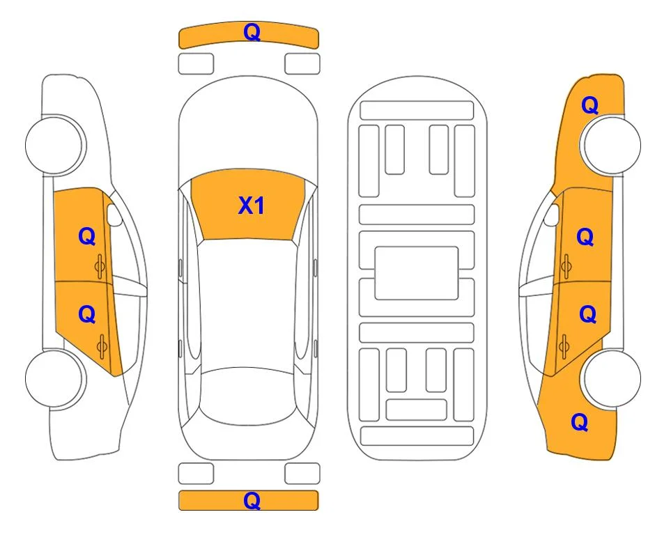 Схема кузова с отметками аукциона Lotte Auto Auction