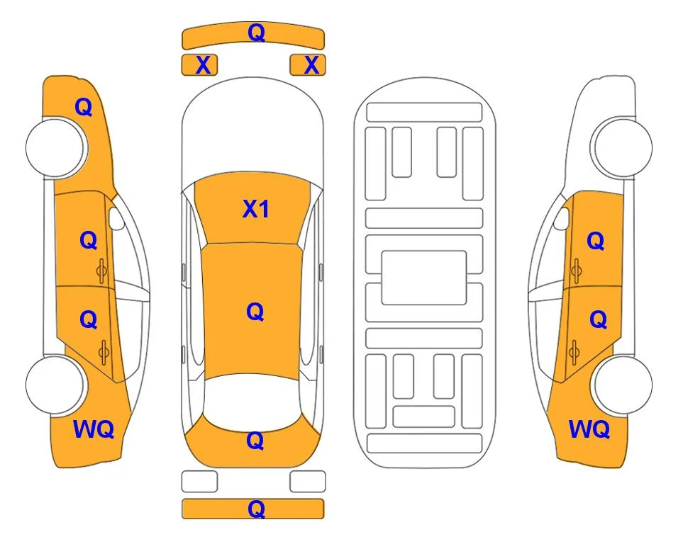 Схема кузова с отметками аукциона Lotte Auto Auction