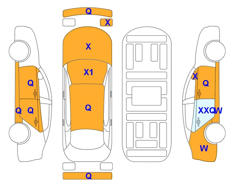 Схема кузова с отметками аукциона Lotte Auto Auction