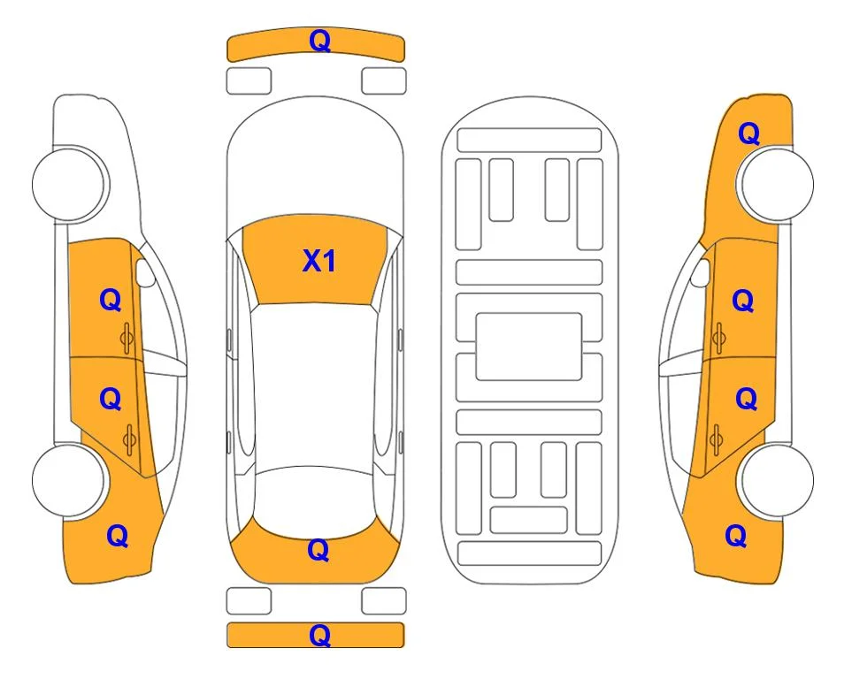 Схема кузова с отметками аукциона Lotte Auto Auction