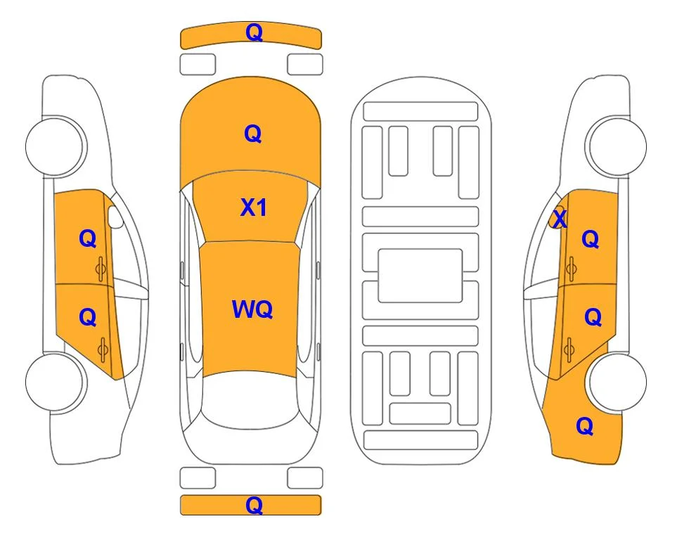 Схема кузова с отметками аукциона Lotte Auto Auction