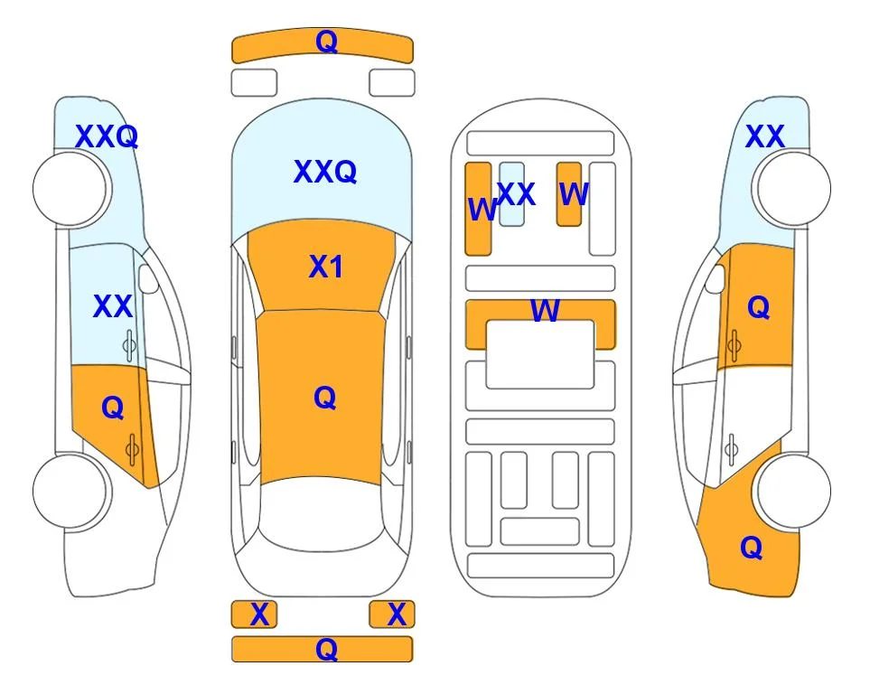 Схема кузова с отметками аукциона Lotte Auto Auction