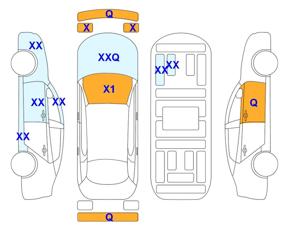 Схема кузова с отметками аукциона Lotte Auto Auction