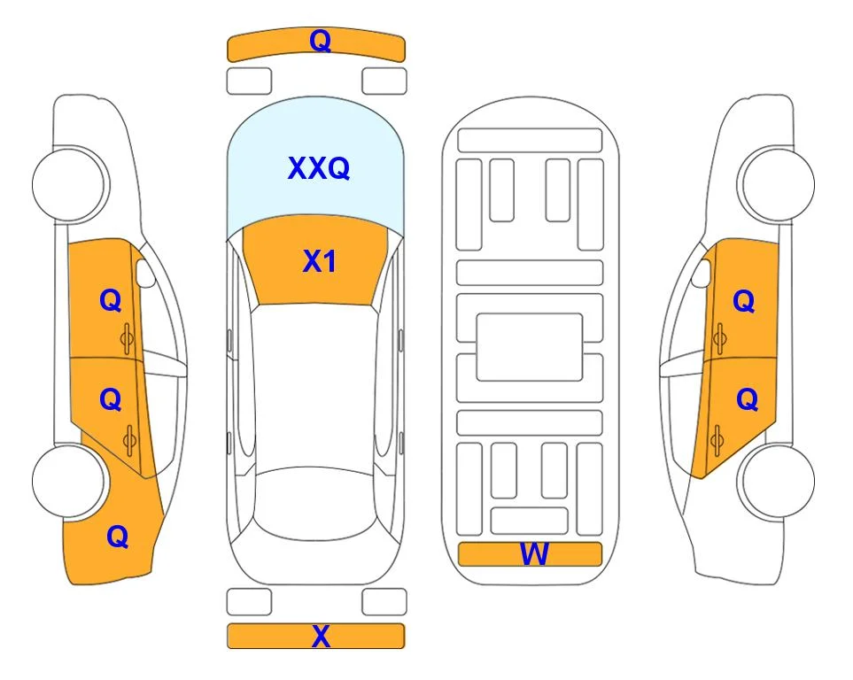 Body diagram with the marks of Lotte Auto Auction