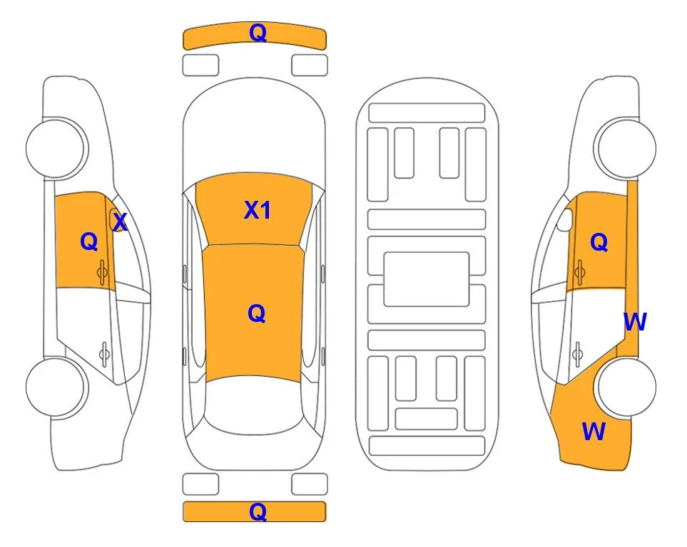 Схема кузова с отметками аукциона Lotte Auto Auction