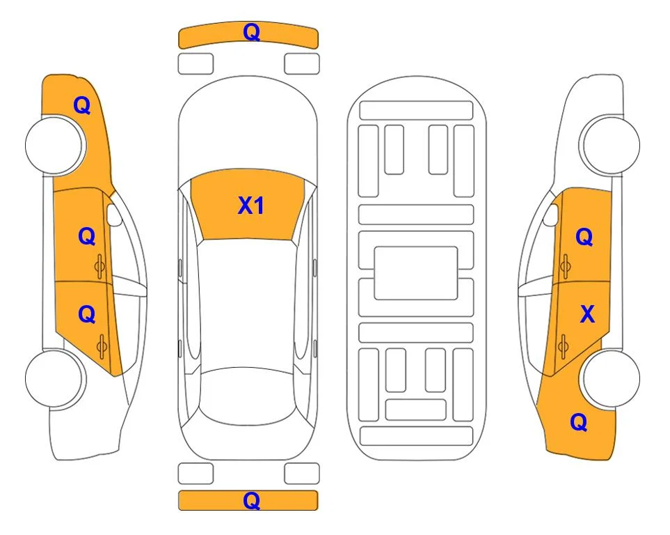 Схема кузова с отметками аукциона Lotte Auto Auction