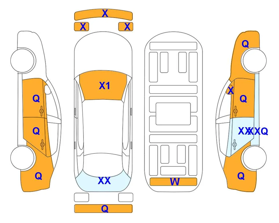 Схема кузова с отметками аукциона Lotte Auto Auction