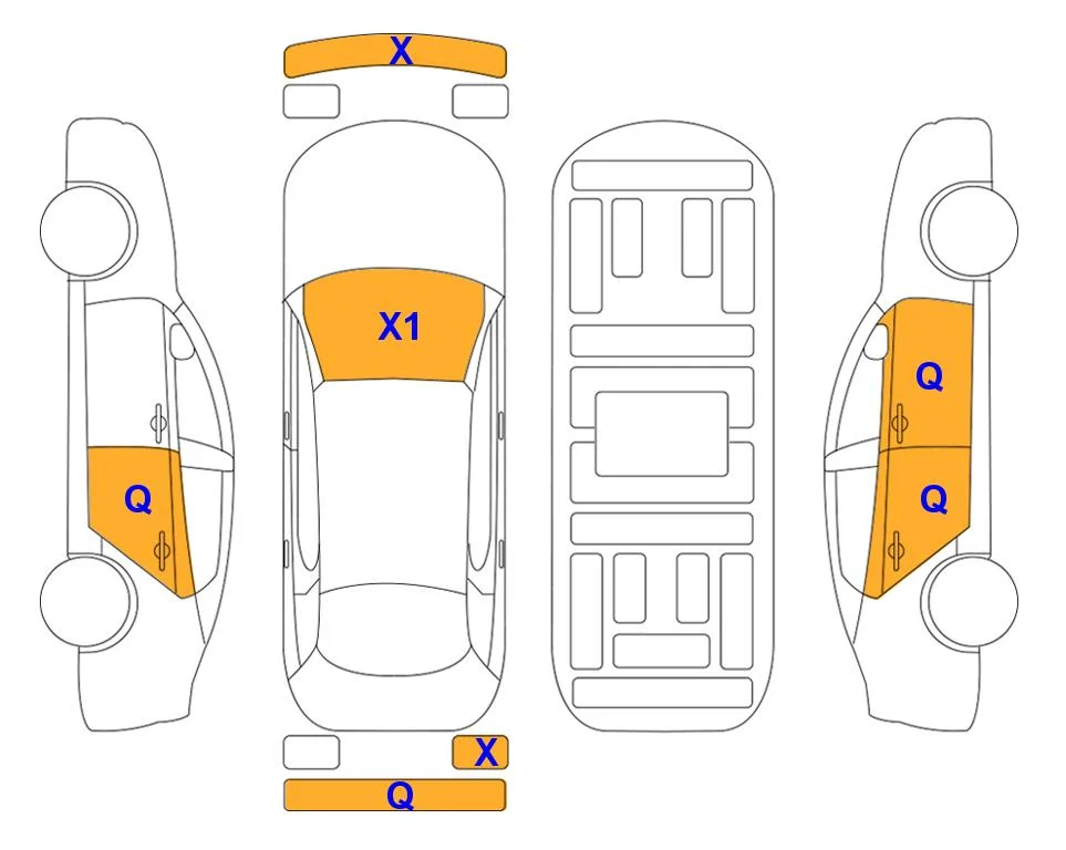 Схема кузова с отметками аукциона Lotte Auto Auction