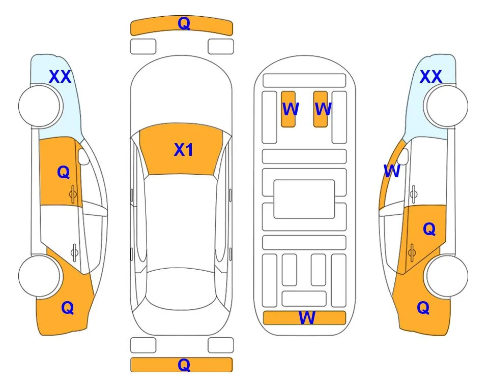 Схема кузова с отметками аукциона Lotte Auto Auction