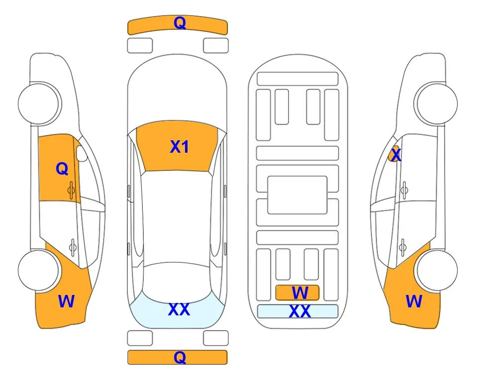 Body diagram with the marks of Lotte Auto Auction
