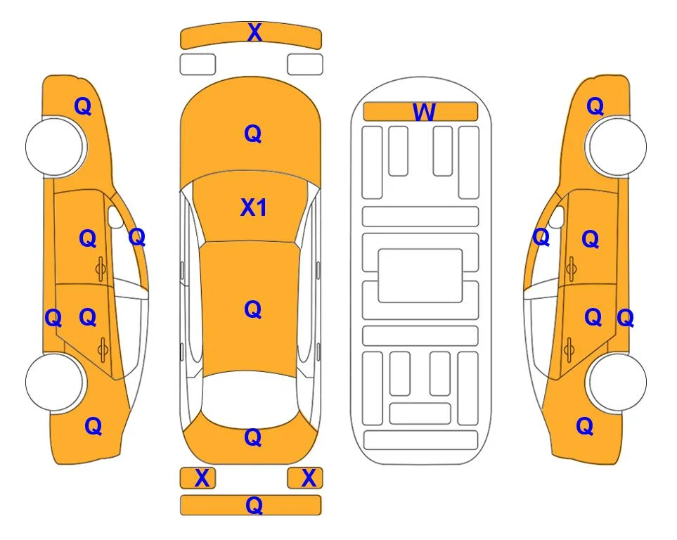 Схема кузова с отметками аукциона Lotte Auto Auction