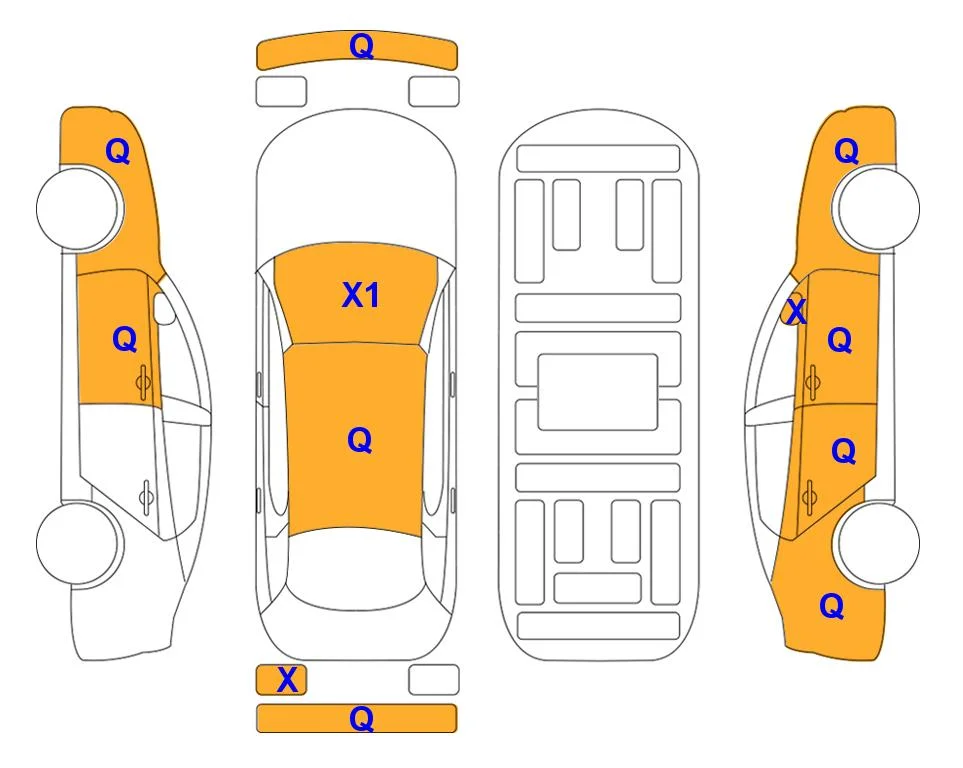 Body diagram with the marks of Lotte Auto Auction