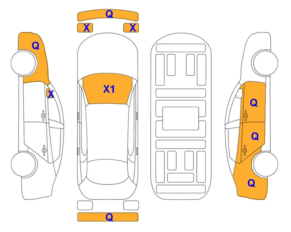 Схема кузова с отметками аукциона Lotte Auto Auction