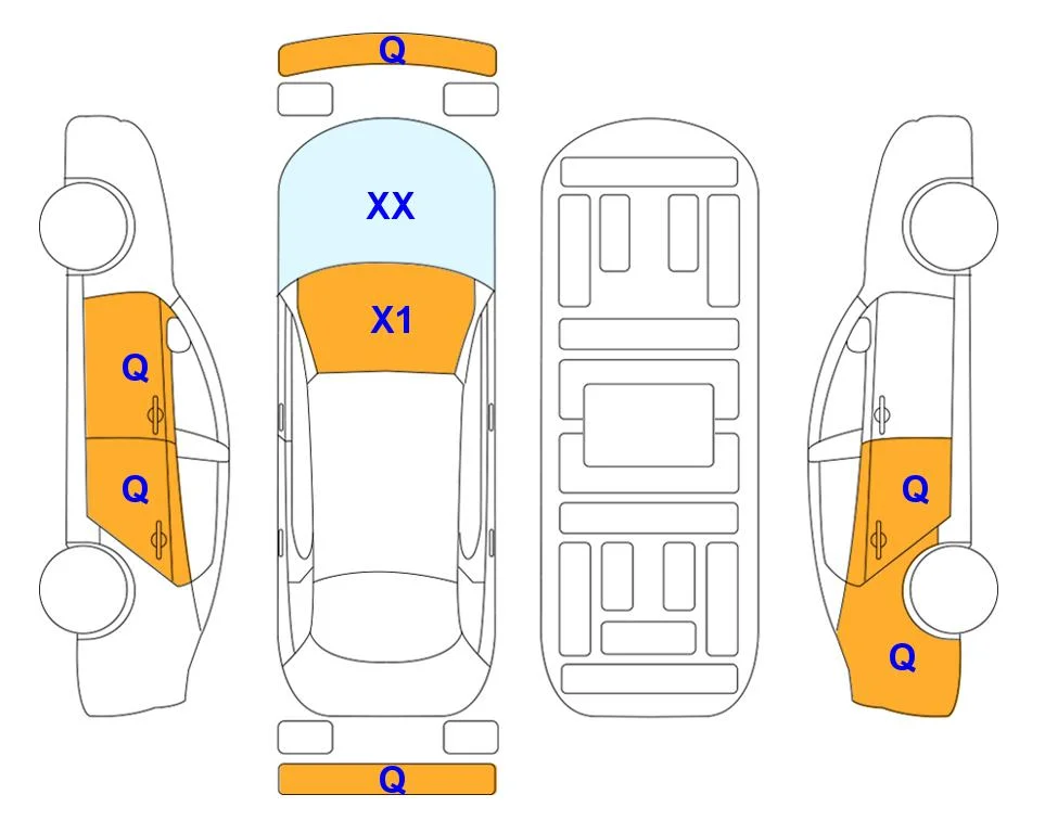 Body diagram with the marks of Lotte Auto Auction