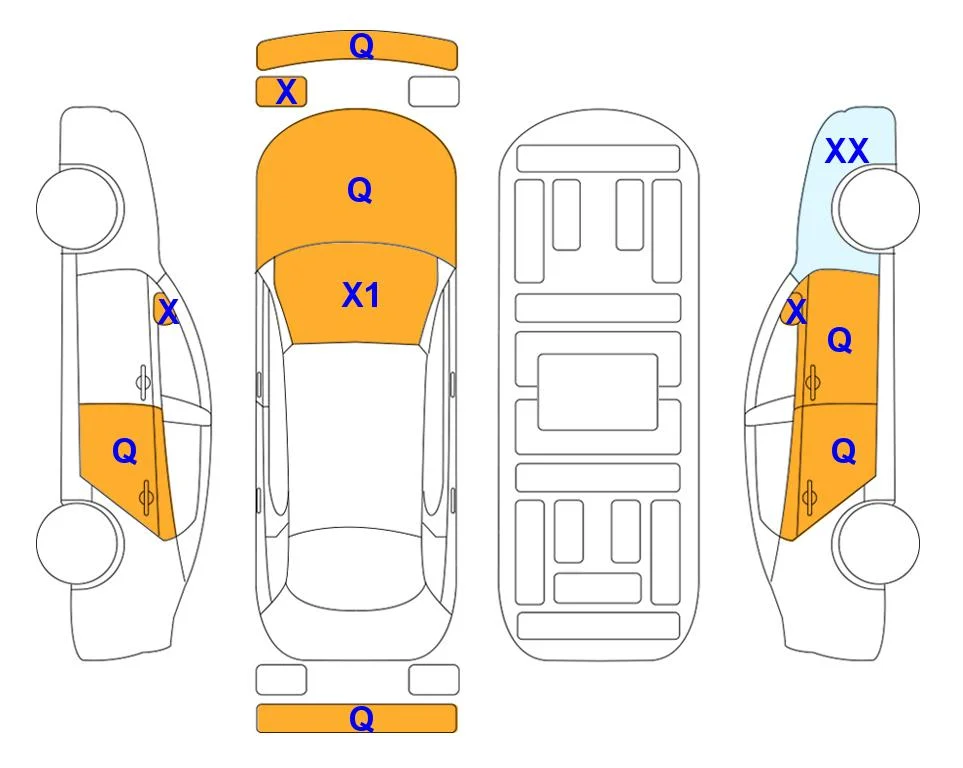 Body diagram with the marks of Lotte Auto Auction