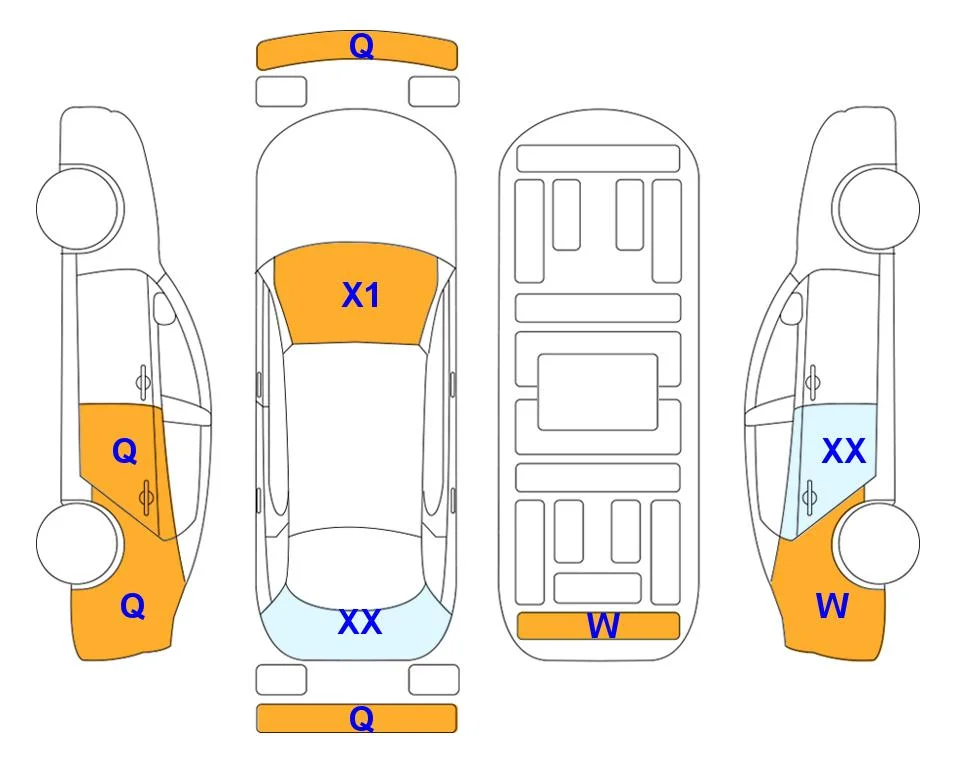 Body diagram with the marks of Lotte Auto Auction
