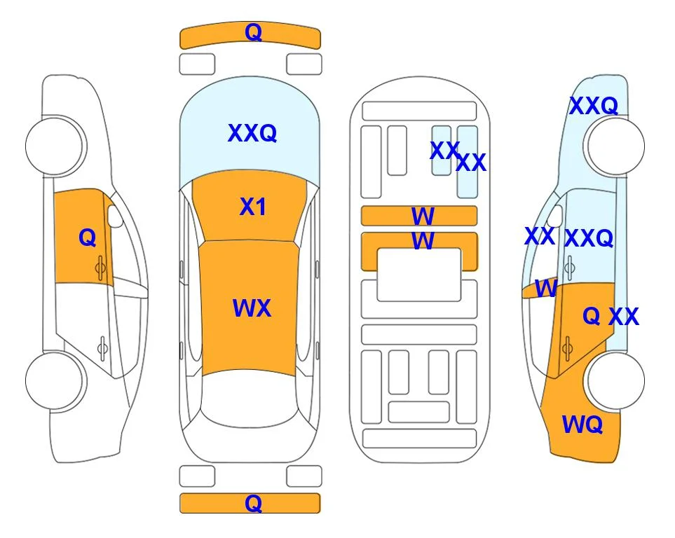 Схема кузова с отметками аукциона Lotte Auto Auction