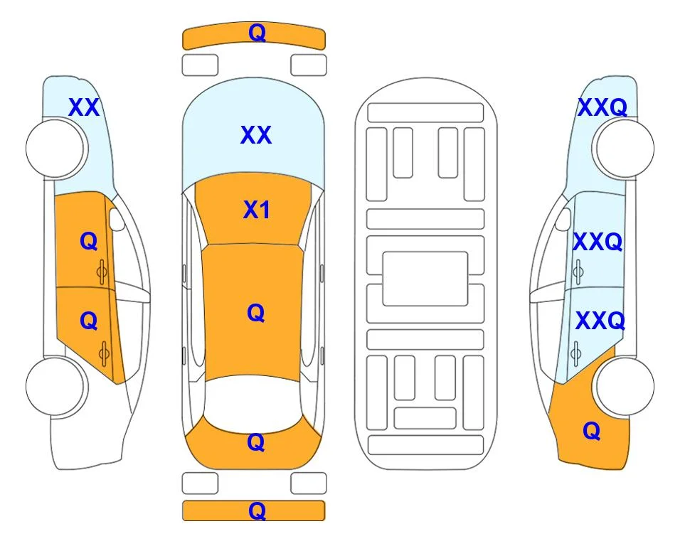 Схема кузова с отметками аукциона Lotte Auto Auction