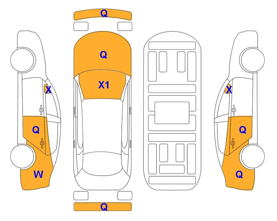 Схема кузова с отметками аукциона Lotte Auto Auction