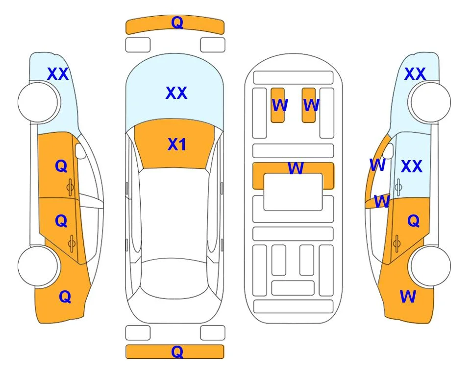 Схема кузова с отметками аукциона Lotte Auto Auction