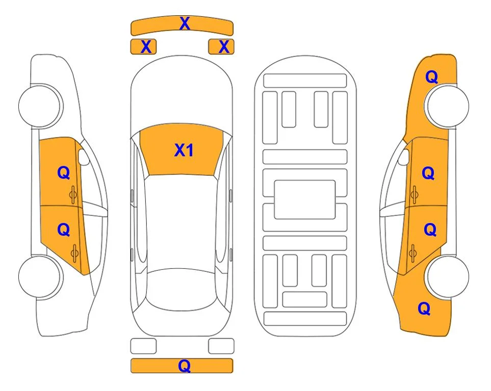 Схема кузова с отметками аукциона Lotte Auto Auction
