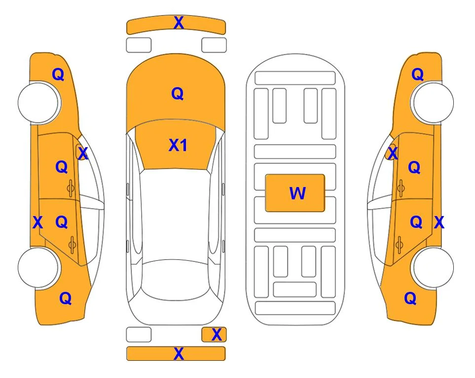 Схема кузова с отметками аукциона Lotte Auto Auction