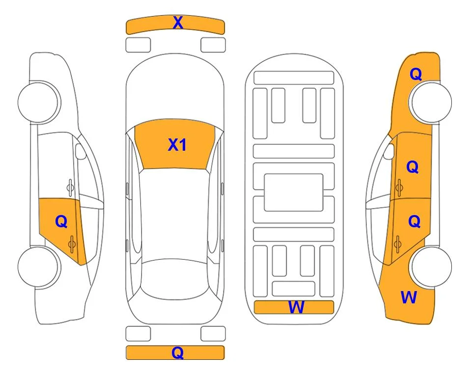 Схема кузова с отметками аукциона Lotte Auto Auction