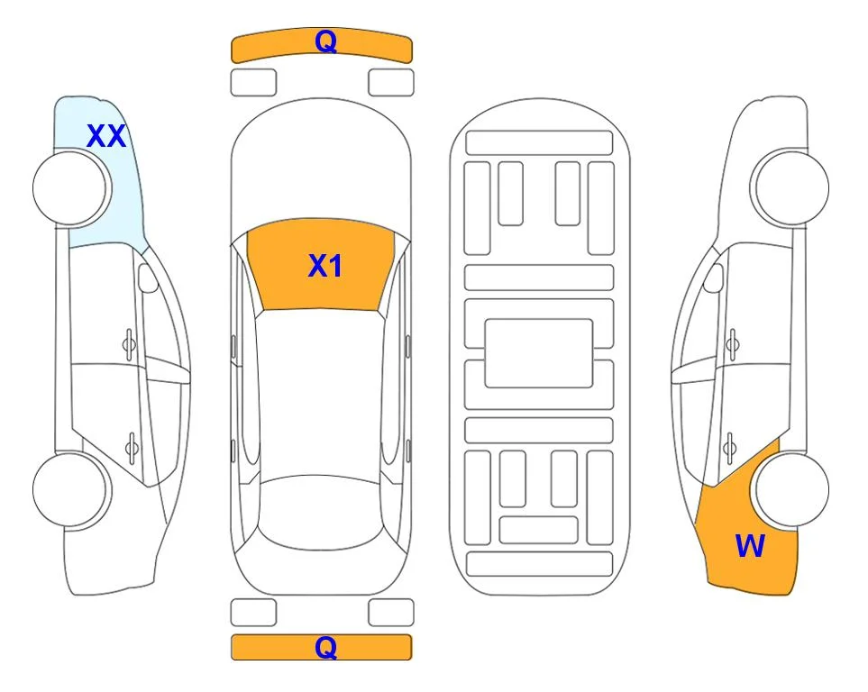 Схема кузова с отметками аукциона Lotte Auto Auction
