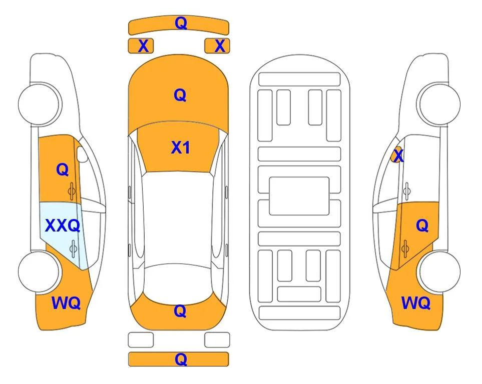 Схема кузова с отметками аукциона Lotte Auto Auction