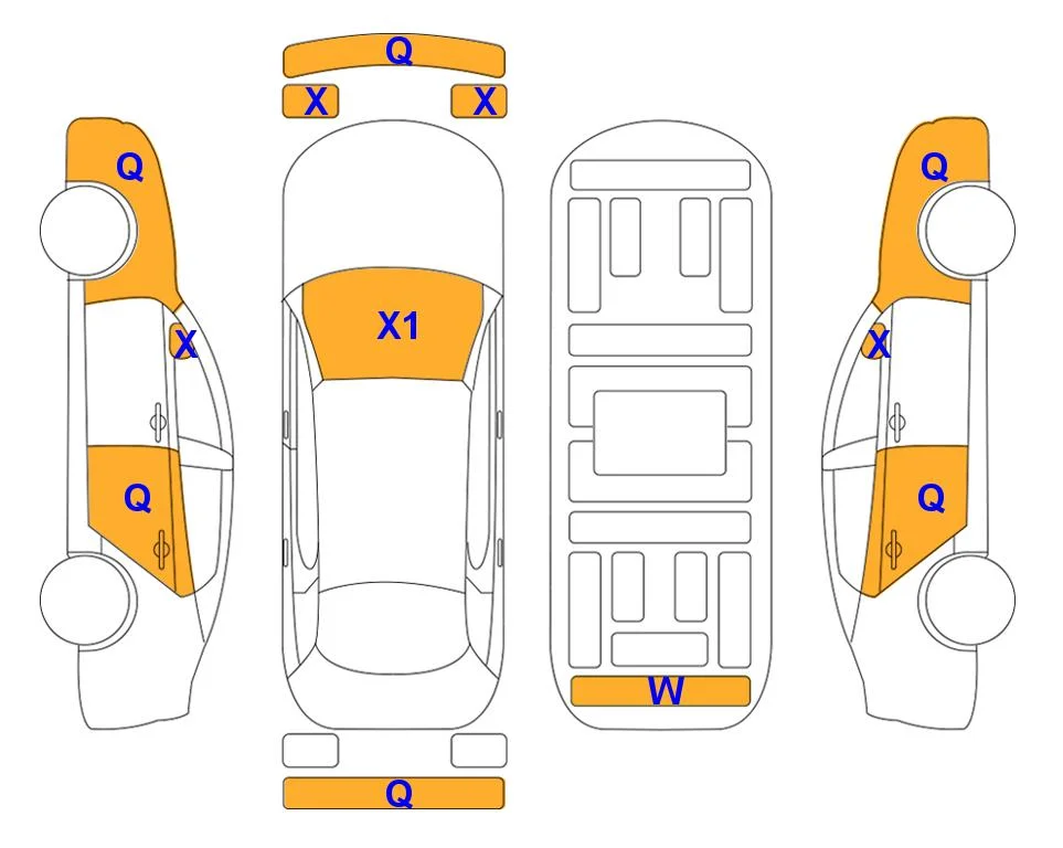 Body diagram with the marks of Lotte Auto Auction