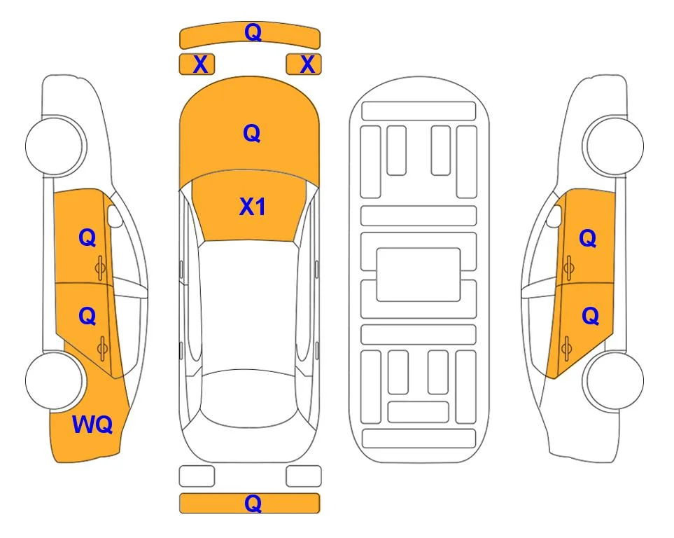 Схема кузова с отметками аукциона Lotte Auto Auction