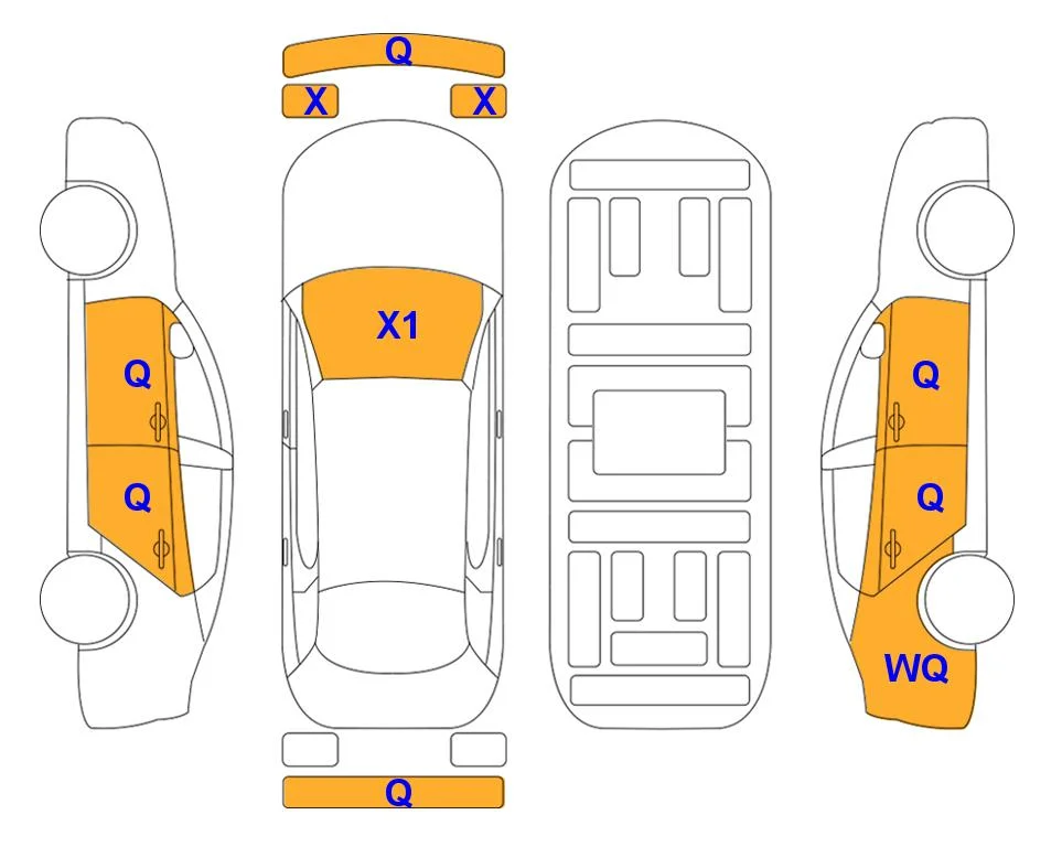 Схема кузова с отметками аукциона Lotte Auto Auction