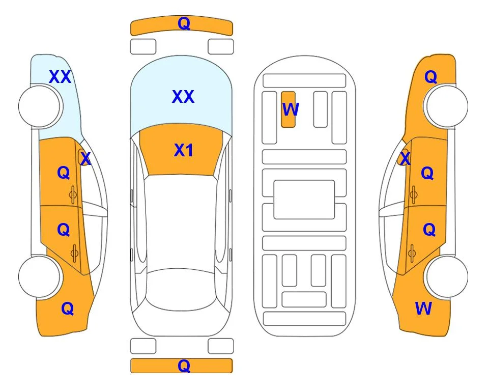 Схема кузова с отметками аукциона Lotte Auto Auction