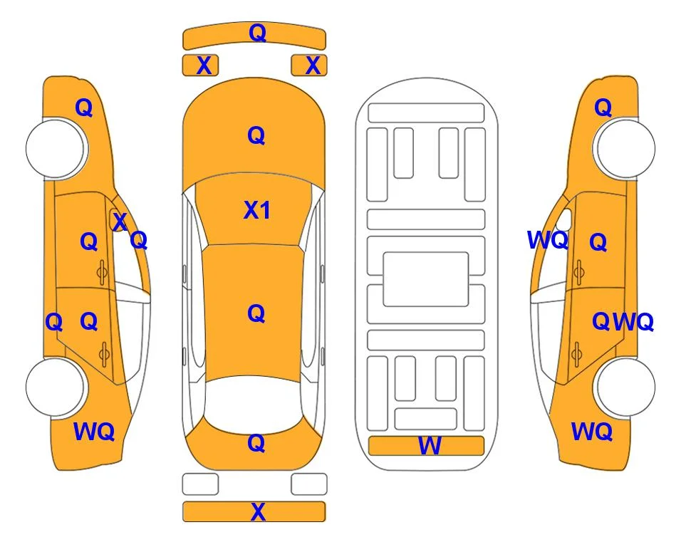 Схема кузова с отметками аукциона Lotte Auto Auction